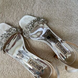 Badgley Mischka Silver and White Crystal Heels